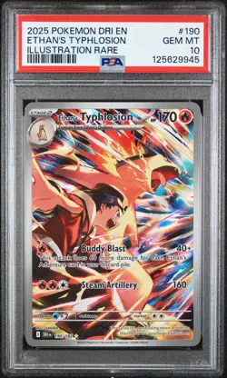 2025 POKEMON DRI EN-DESTINED RIVALS ILLUSTRATION RARE ETHAN'S TYPHLOSION PSA 10 - Image 1