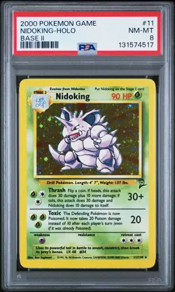 2000 POKEMON BASE SET 2 #11 NIDOKING-HOLO PSA 8 - Image 1