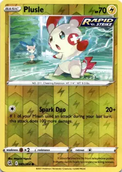 PLUSLE 089/264 C FUSION STRIKE POKEMON REVERSE HOLO MP - Image 1