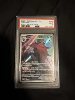 2025 POKEMON WHITE FLARE EN ZOROARK ILLUSTRATION RARE #143 MINT PSA 9 - Image 1
