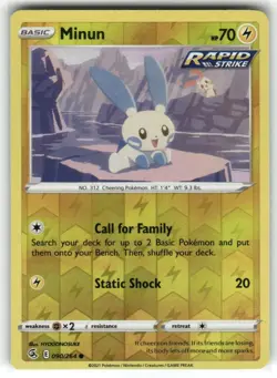 Minun 090/264 Fusion Strike Reverse Holo Pokemon TCG - Image 1
