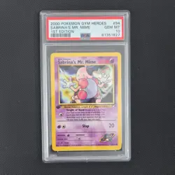 Pokemon PSA 10 Sabrina’s Mr Mime 1st Edition Gym Heroes 94/132 POP75 - Image 2