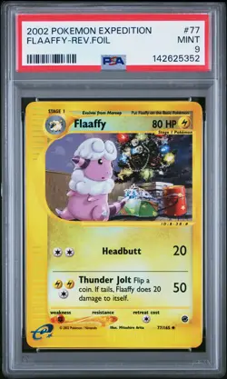 2002 POKEMON EXPEDITION #77 FLAAFFY-REVERSE FOIL PSA 9 - Image 1