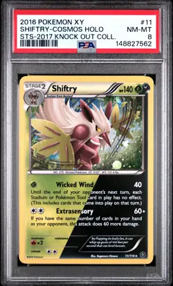 2016 POKEMON XY STEAM SIEGE COSMOS-2017 KNOCK OUT COLLECTION SHIFTRY-HOLO PSA 8 - Image 1