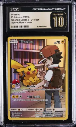2019 COSMIC ECLIPSE POKEMON SECRET RARE- HOLO #241/236 PIKACHU CGC 10 PERFECT - Image 1