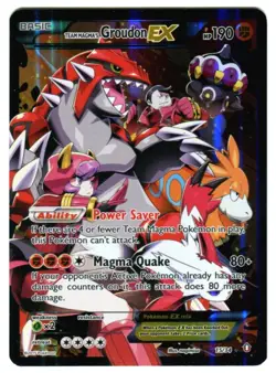 2015 Pokemon Team Magma's Groudon Ex Double Crisis Holo 15/34 Heavy Play - Image 1