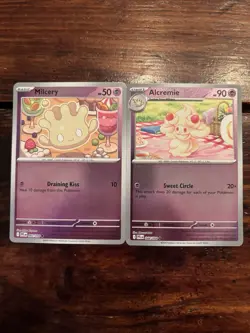 Pokemon Milcery 043/094 & Alcremie 044/094 Reverse Holo LOT! Phantasmal Flames - Image 1
