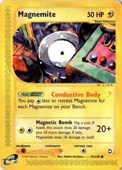Magnemite 091/147 - Aquapolis - Pokemon - LP - Image 1