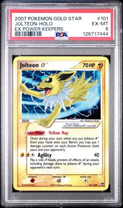 PSA 6 Jolteon 101/108 Gold Star EX Power Keepers Pokemon Card - Image 1