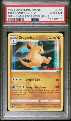 2022 Pokemon SWSH Silver Tempest Dragonite Holo Gamestop Exclusive PSA 10 #131 - Image 1