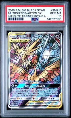 PSA 10 MOLTRES ZAPDOS & ARTICUNO GX SM210 HIDDEN FATES ETB PROMO POKEMON - Image 1