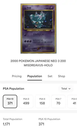 Pokemon PSA 10 Misdreavus #200 Holo Neo 3 2000 Japanese - PSA Low Pop - Image 2
