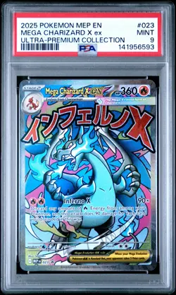 2025 POKEMON MEP EN-ME BLACK STAR PROMO #023 MEGA CHARIZARD X EX PSA 9 - Image 1