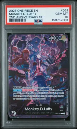 2025 ONE PIECE ENGLISH VERSION 2ND ANNIVERSARY SET #061 MONKEY D. LUFFY PSA 10 - Image 1