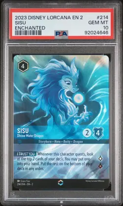 2023 DISNEY LORCANA EN 2-RISE OF THE FLOODBORN SISU - DIVINE WATER DRAGON PSA 10 - Image 1