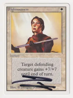 Signed Righteousness MP Unlimited Artist Douglas Shuler 1993 WOTC MTG Magic Rare - Image 1