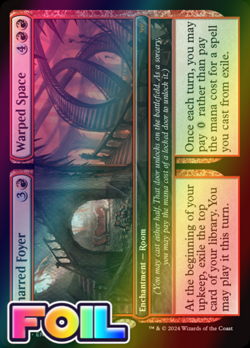 x1 Charred Foyer // Warped Space DSK Duskmourn MTG 129 FOIL MYTHIC M/NM 1x - Image 1