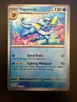 Pokemon TCG Vaporeon 022/131 Prismatic Evolutions Master Ball Pattern LP/NM - Image 1