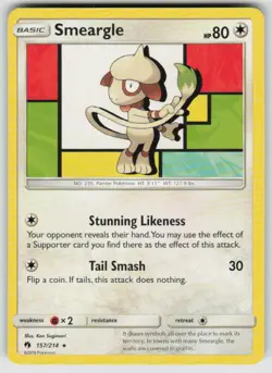 Smeargle 157/214 Rare Lost Thunder Pokemon Moderately Played - Image 1