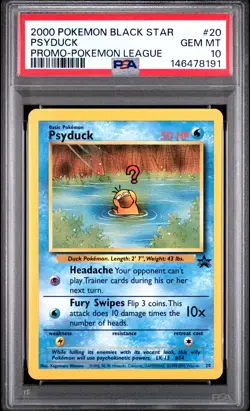 2000 POKEMON PROMO BLACK STAR POKEMON LEAGUE #20 PSYDUCK PSA 10 - Image 1