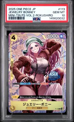 2025 ONE PIECE JAPANESE MINI-TIN PACK SET VOL.2 #113 JEWELRY BONNEY PSA 10 - Image 1