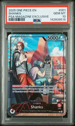 2025 ONE PIECE PROMOS PSA MAGAZINE EXCLUSIVE #001 SHANKS PSA 10 - Image 1