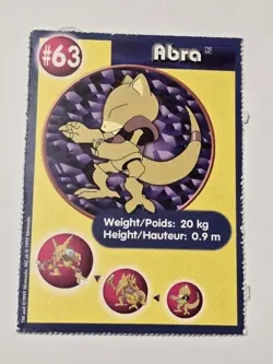 Pokemon 1999 Burger King Promo Card Abra #63 Pokemon Movie PokeTrivia TCG MP - Image 1