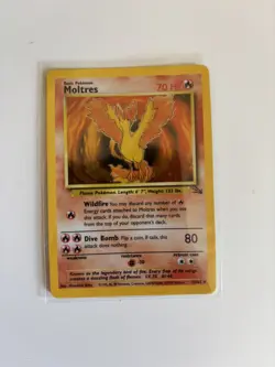 Pokemon TCG Moltres Holo Rare Card 12/62 Fossil Set 1999 Vintage - Image 1
