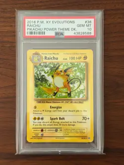 2016 POKEMON XY EVOLUTIONS PIKACHU POWER THEME DECK #36 RAICHU PSA 10 - Image 1