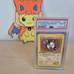 Pokemon PSA 10 Lt. Surge's Magnemite 1st Edition Gym Heroes 80/132 POP85 - Image 1