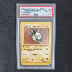 Pokemon PSA 10 Lt. Surge's Magnemite 1st Edition Gym Heroes 80/132 POP85 - Image 2