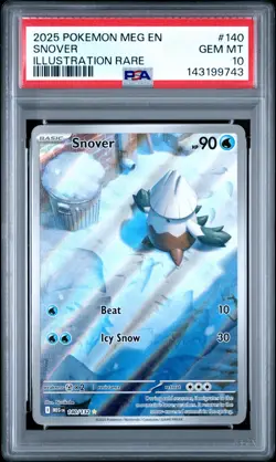 2025 POKEMON MEG EN-MEGA EVOLUTION ILLUSTRATION RARE #140 SNOVER PSA 10 - Image 1
