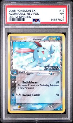 2005 POKEMON EX DELTA SPECIES AZUMARILL #19 REVERSE FOIL PSA 7 NM #114857827 - Image 1