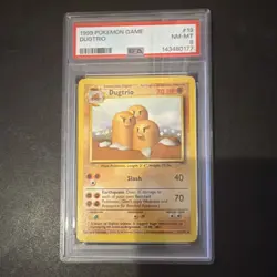 Pokemon Wizards Dugtrio Base Set Unlimited 19/102 Uncommon English 1999 PSA 8 - Image 1