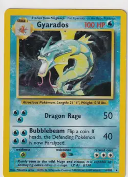 Pokemon Card Base Set No. 6/102 Gyarados Holo English 8 - Image 1