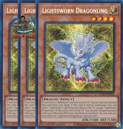 Yugioh! 3x Lightsworn Dragonling MP25-EN066 Prismatic Secret Rare 1st Ed NM - Image 1