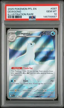Pokemon Dewgong 097/094 Phantasmal Flames Illustration Rare Holo EN PSA 10 2025 - Image 3