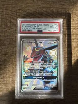 2018 POKEMON SUN & MOON CELESTIAL STORM #177A FULL ART/RAYQUAZA GX PSA 10 - Image 1