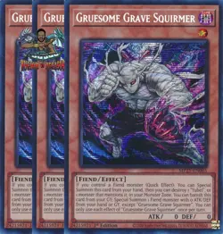 Yugioh! 3x Gruesome Grave Squirmer MP25-EN065 Prismatic Secret Rare 1st Ed NM - Image 1