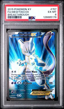 2015 POKEMON XY BREAKTHROUGH MEWTWO EX #157 FULL ART PSA 6 EX #128885178 - Image 1