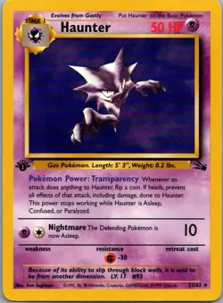 Haunter 21/62 Rare Fossil Pokemon 1st Edition Lightly Played - Image 1