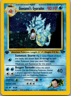 Giovanni's Gyarados 5/132 Holo Rare Gym Challenge Pokemon 1st Edition Holo MP - Image 1