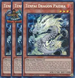 Yugioh! 3x Tenpai Dragon Paidra MP25-EN064 Prismatic Secret Rare 1st Ed NM - Image 1