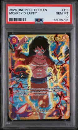 One Piece PSA 10 Monkey D Luffy OP09-119 Emperors in the New World sec Bandai - Image 1