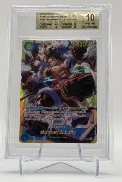 Bandai One Piece A Fist of Divine Speed Monkey.D.Luffy OP11-118 SEC Foil BGS 10 - Image 1