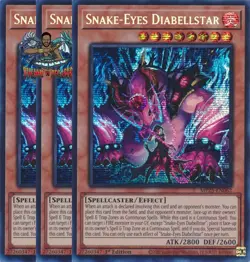 Yugioh! 3x Snake-Eyes Diabellstar MP25-EN062 Prismatic Secret Rare 1st Ed NM - Image 1
