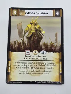 L5R Akodo Shihiro X 3 Lion Clan Card Legend of the Five Rings CCG Dynasty - Image 2