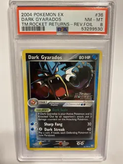 Pokemon Dark Gyarados TCG Card 36/109 EX Rev Holo PSA 8 - Image 1
