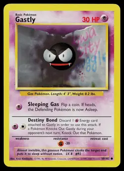 Pokemon Card Base Set Gastly 50/102 Common UK 4th Print 1999-2000 - Image 1