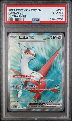 2024 Pokemon Surging Sparks Latias EX #220 Ultra Rare PSA 10 Card GEM MINT - Image 1